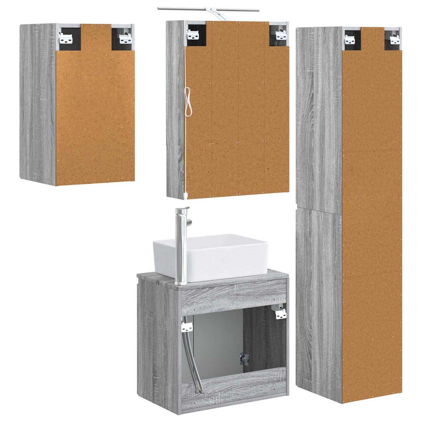 vidaXL Bathroom Cabinet Set 5 pcs Grey Sonoma 50 x 14.5 x 70 cm