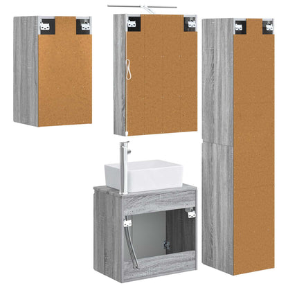 vidaXL Bathroom Cabinet Set 5 pcs Grey Sonoma 50 x 14.5 x 70 cm