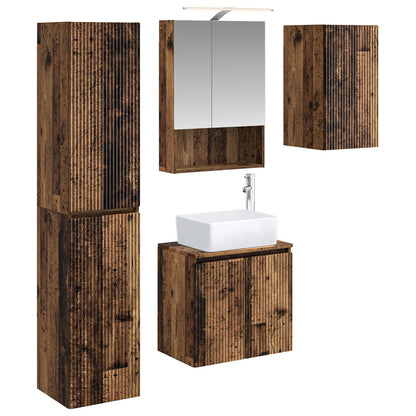 vidaXL Bathroom Cabinet Set 5 pcs Old Wood 50 x 14.5 x 70 cm