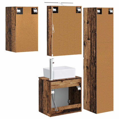 vidaXL Bathroom Cabinet Set 5 pcs Old Wood 50 x 14.5 x 70 cm