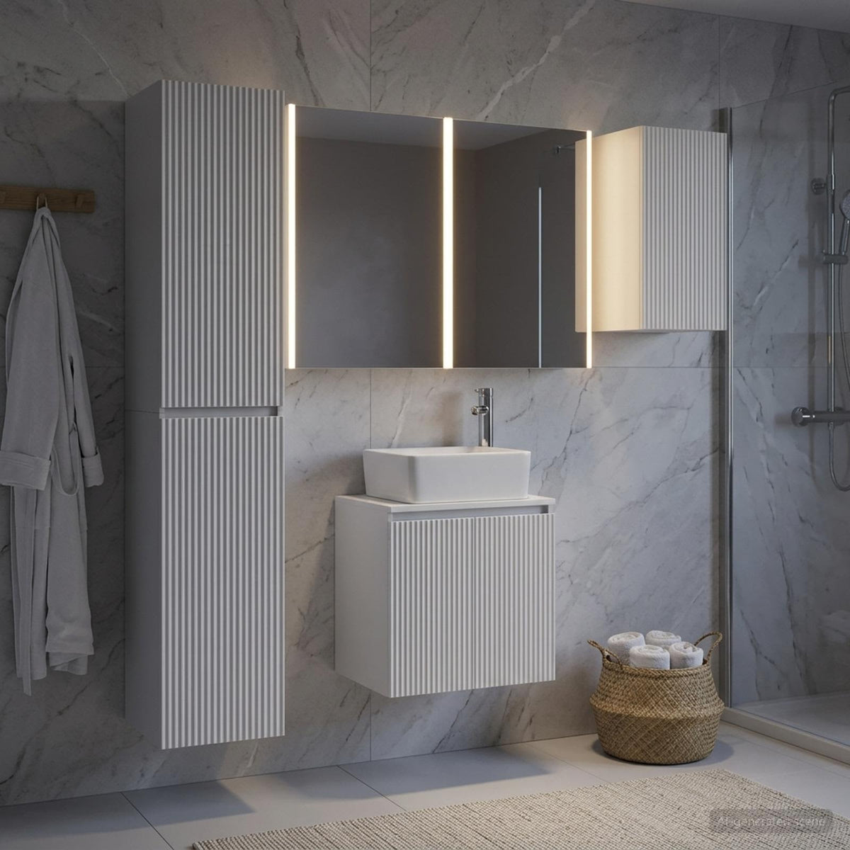 vidaXL Bathroom Cabinet Set 5 pcs White Engineered Wood