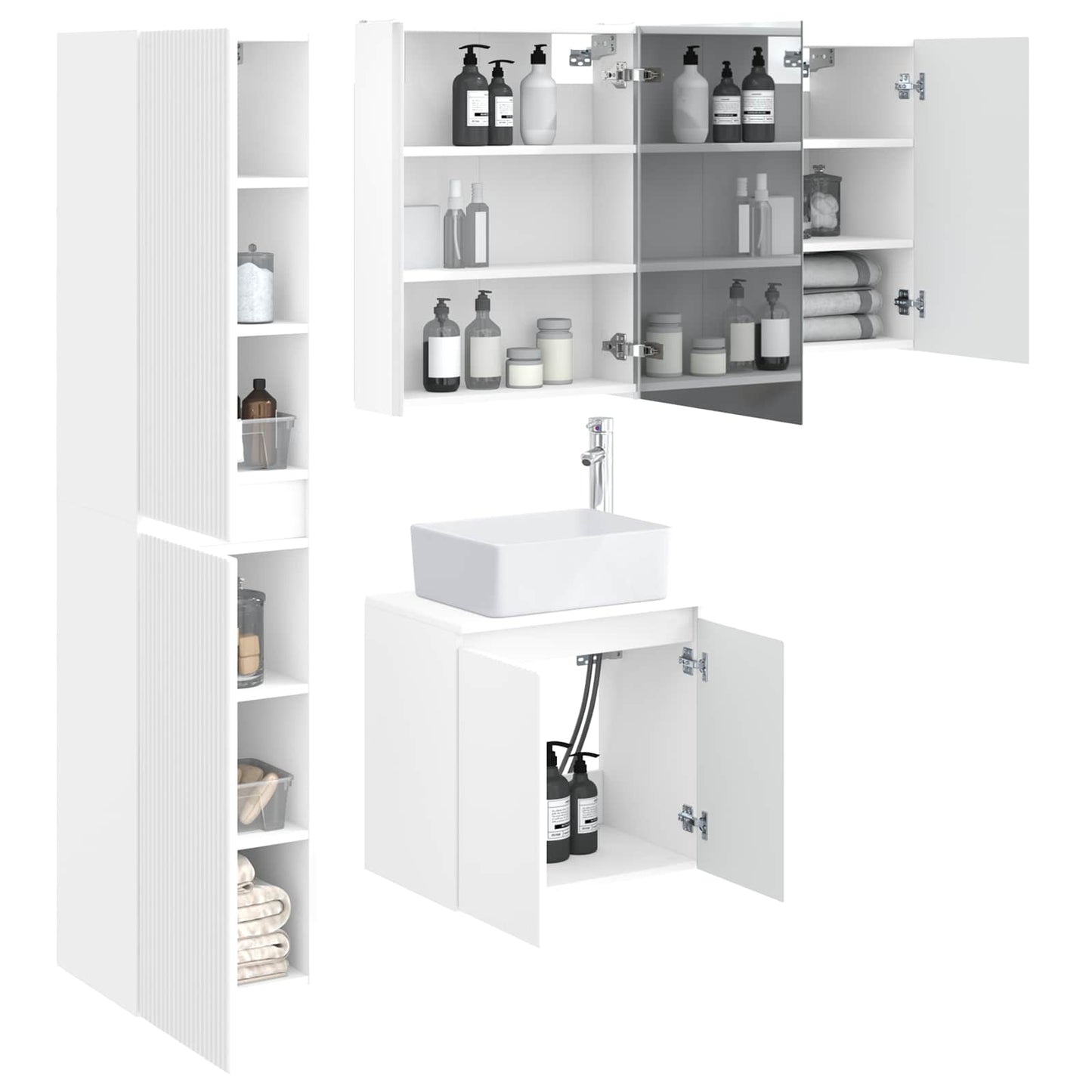 vidaXL Bathroom Cabinet Set 5 pcs White 53 x 15.5 x 70 cm