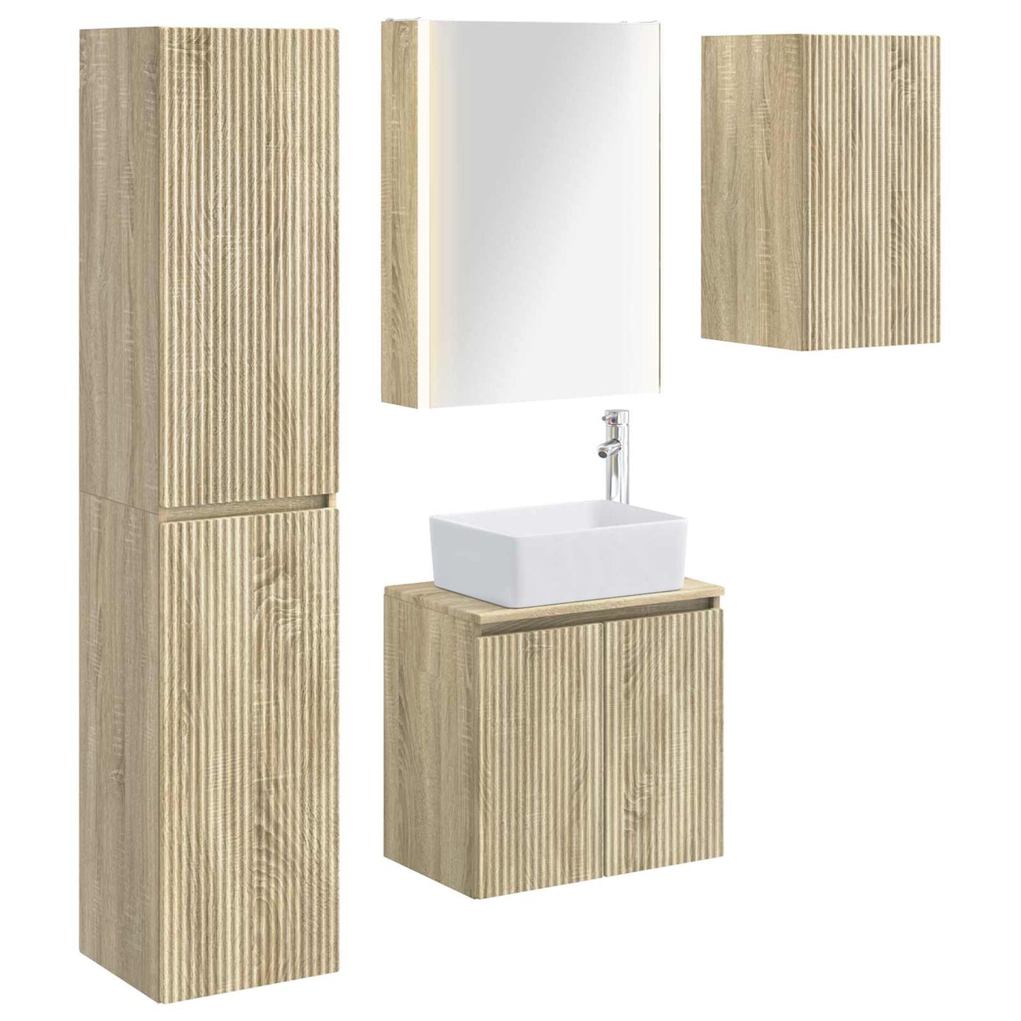 vidaXL Bathroom Cabinet Set 5 pcs Sonoma Oak 53 x 15.5 x 70 cm