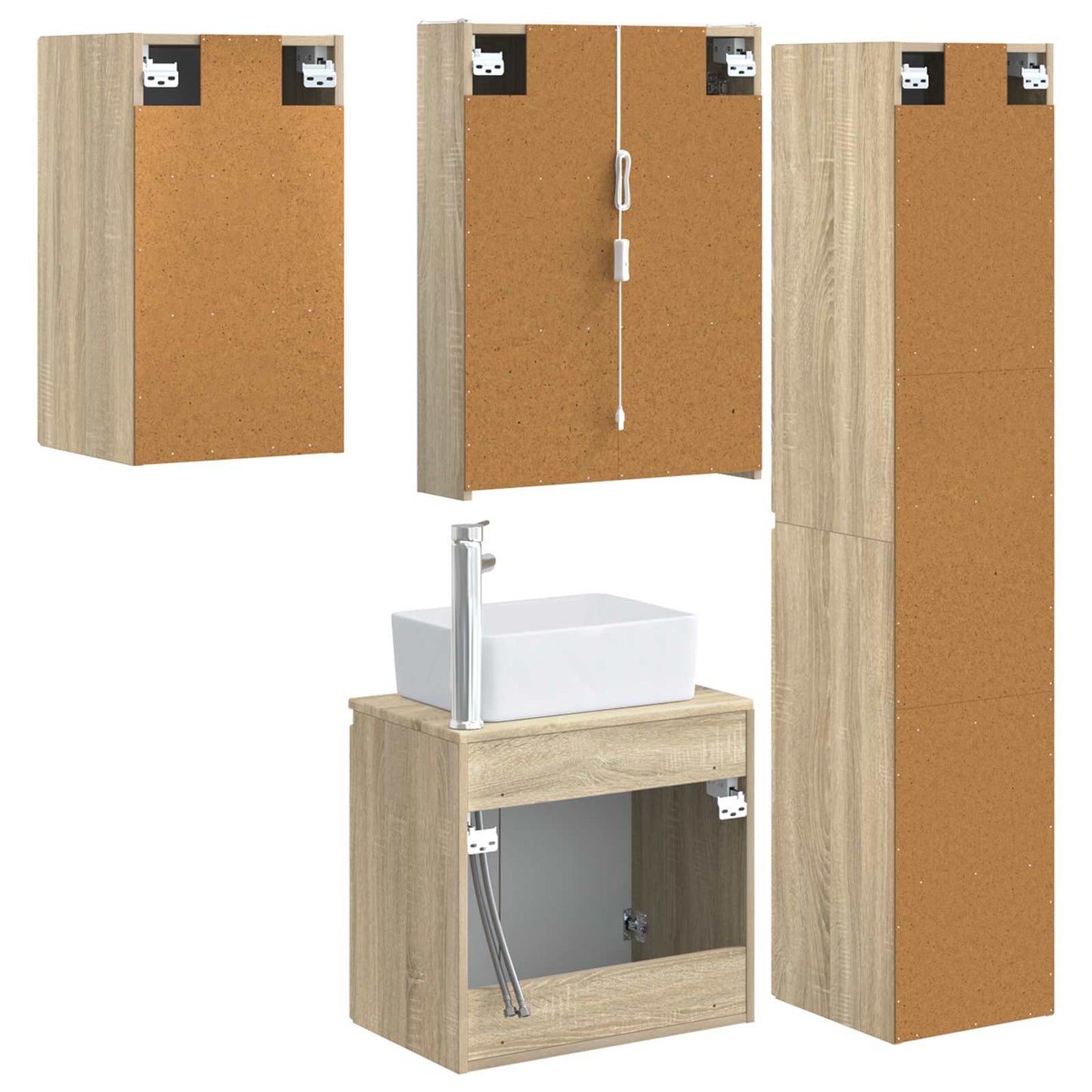 vidaXL Bathroom Cabinet Set 5 pcs Sonoma Oak 53 x 15.5 x 70 cm