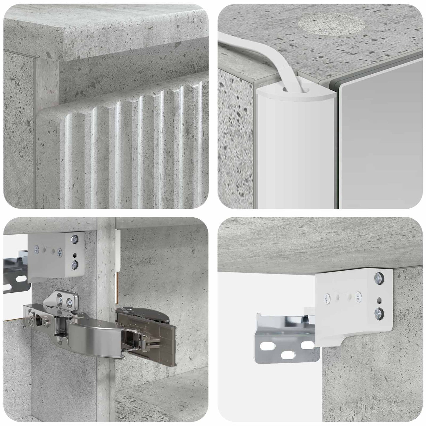 vidaXL Bathroom Cabinet Set 5 pcs Concrete Grey 53 x 15.5 x 70 cm