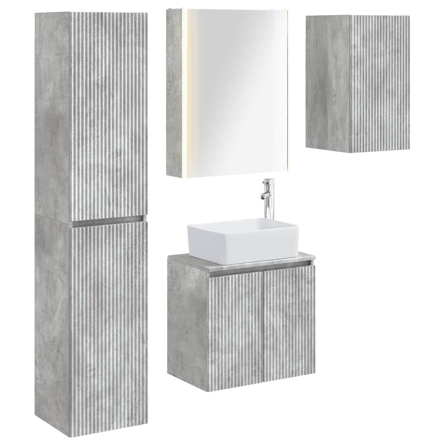 vidaXL Bathroom Cabinet Set 5 pcs Concrete Grey 53 x 15.5 x 70 cm