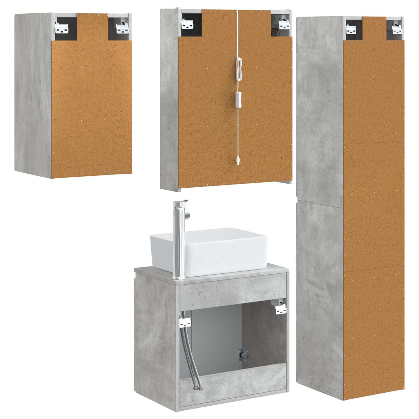 vidaXL Bathroom Cabinet Set 5 pcs Concrete Grey 53 x 15.5 x 70 cm