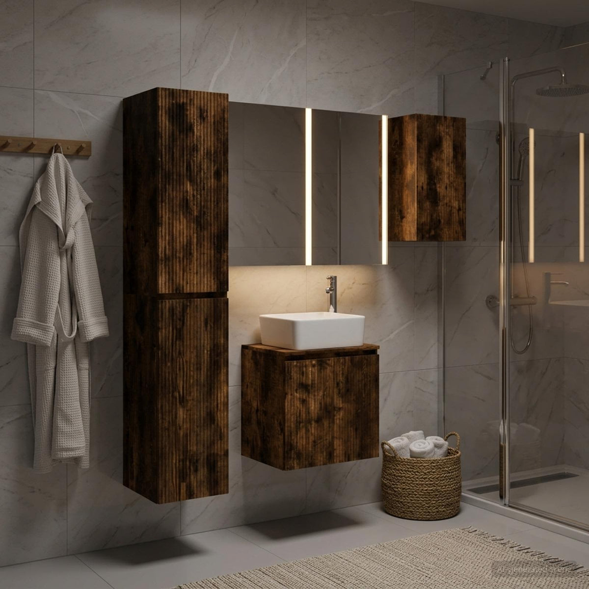 vidaXL Bathroom Cabinet Set 5 pcs Smoked Oak Engineered Wood