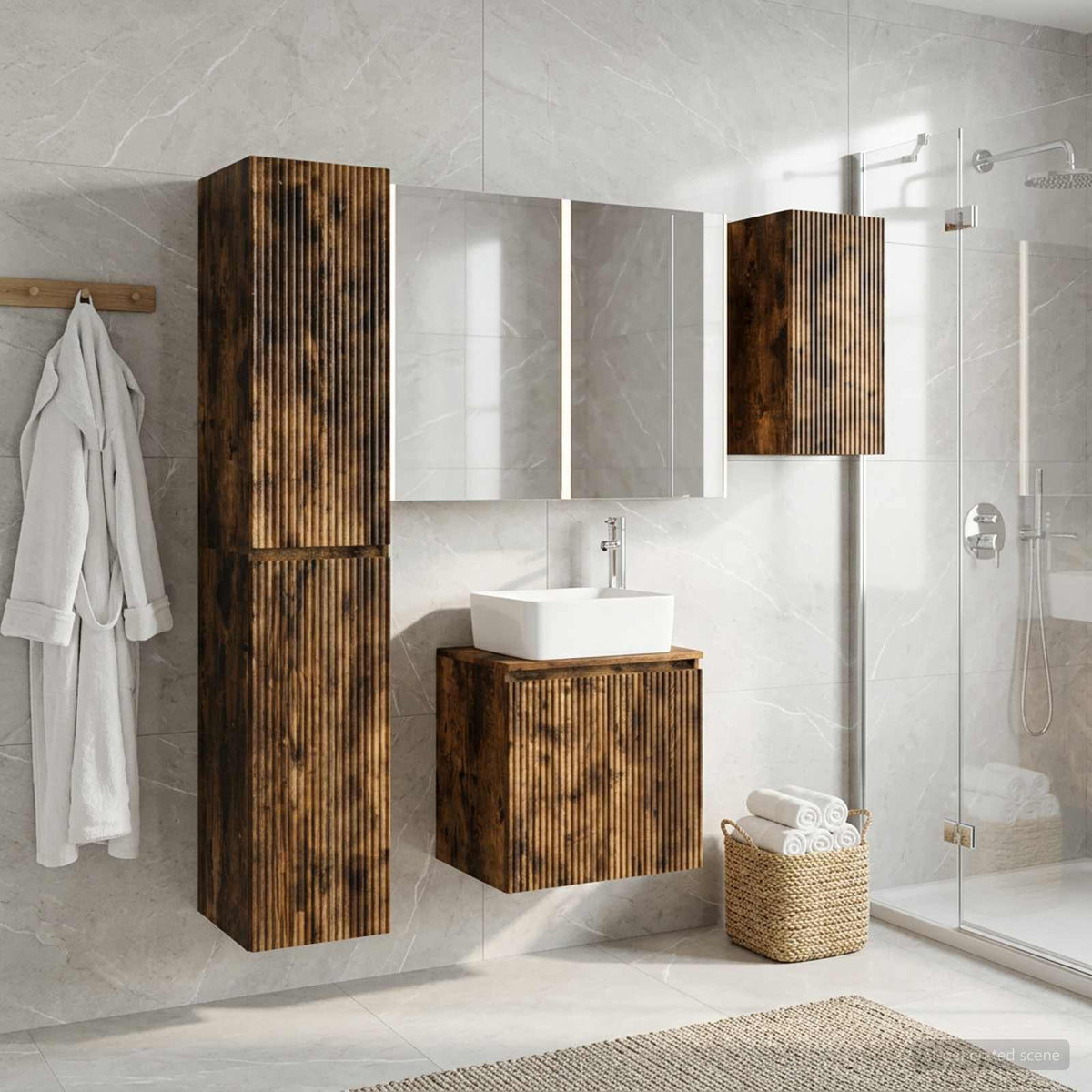 vidaXL Bathroom Cabinet Set 5 pcs Smoked Oak Engineered Wood