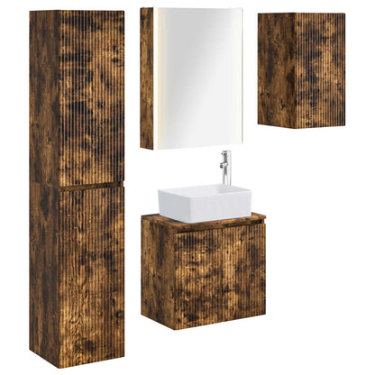 vidaXL Bathroom Cabinet Set 5 pcs Smoked Oak 53 x 15.5 x 70 cm