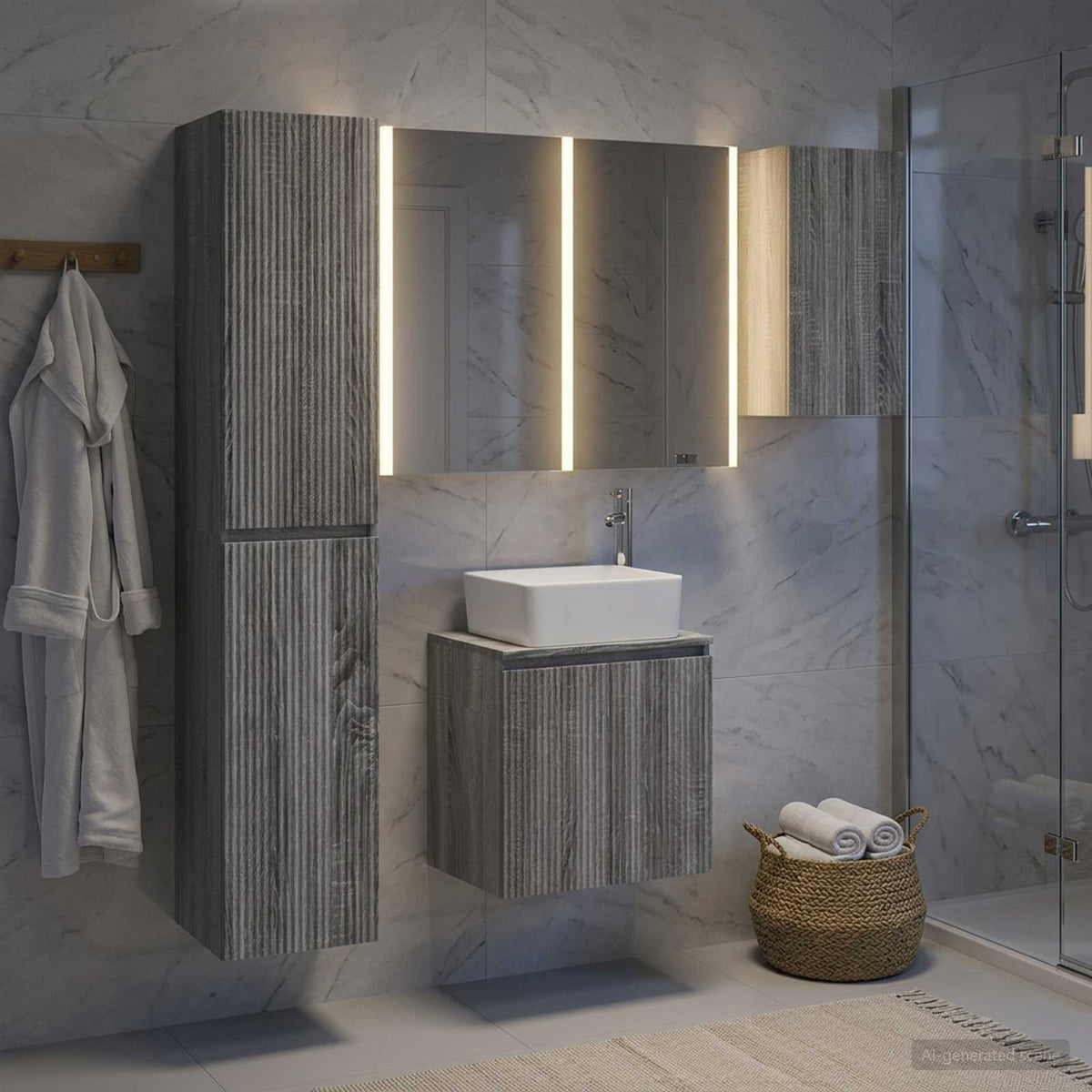 vidaXL Bathroom Cabinet Set 5 pcs Grey Sonoma Engineered Wood