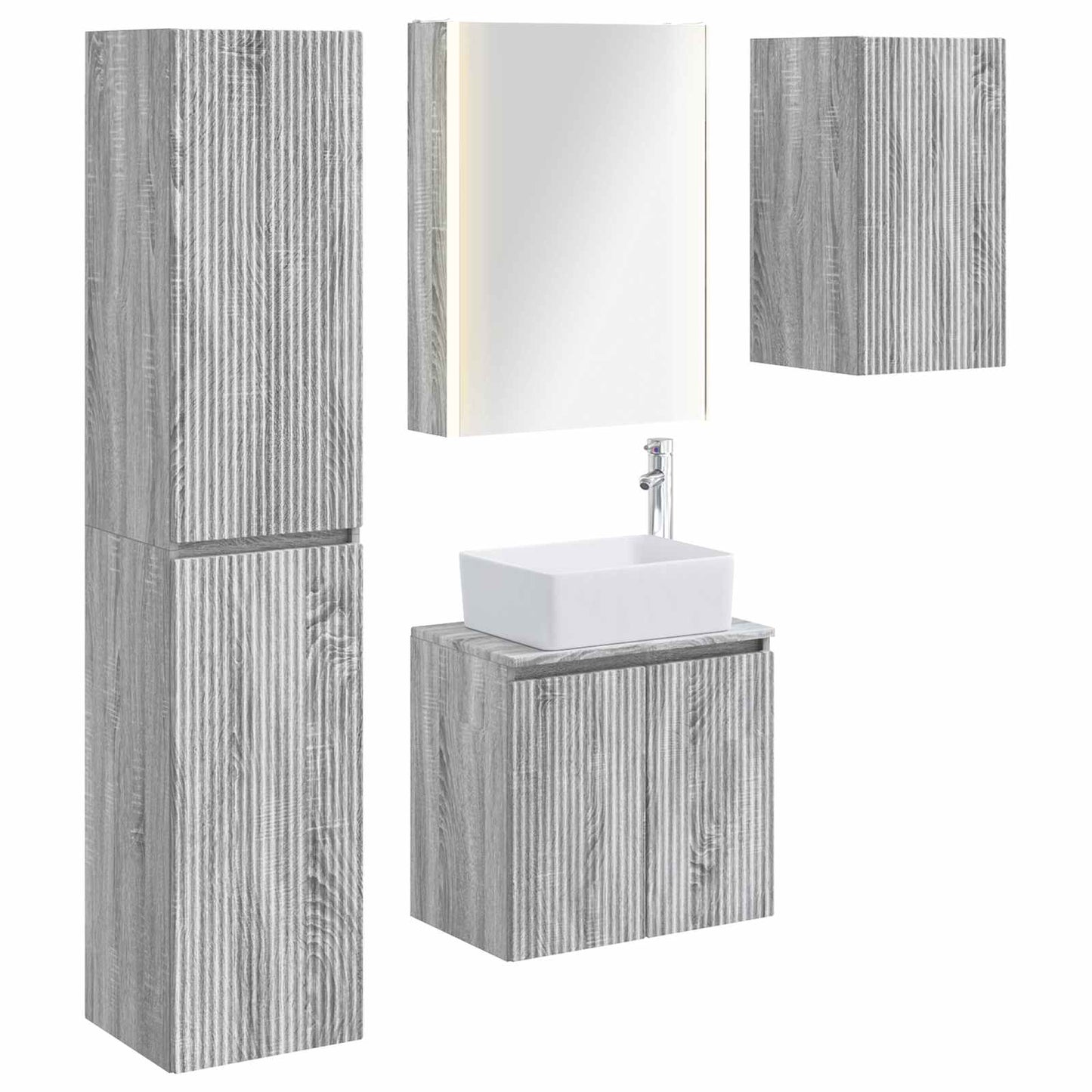 vidaXL Bathroom Cabinet Set 5 pcs Grey Sonoma 53 x 15.5 x 70 cm
