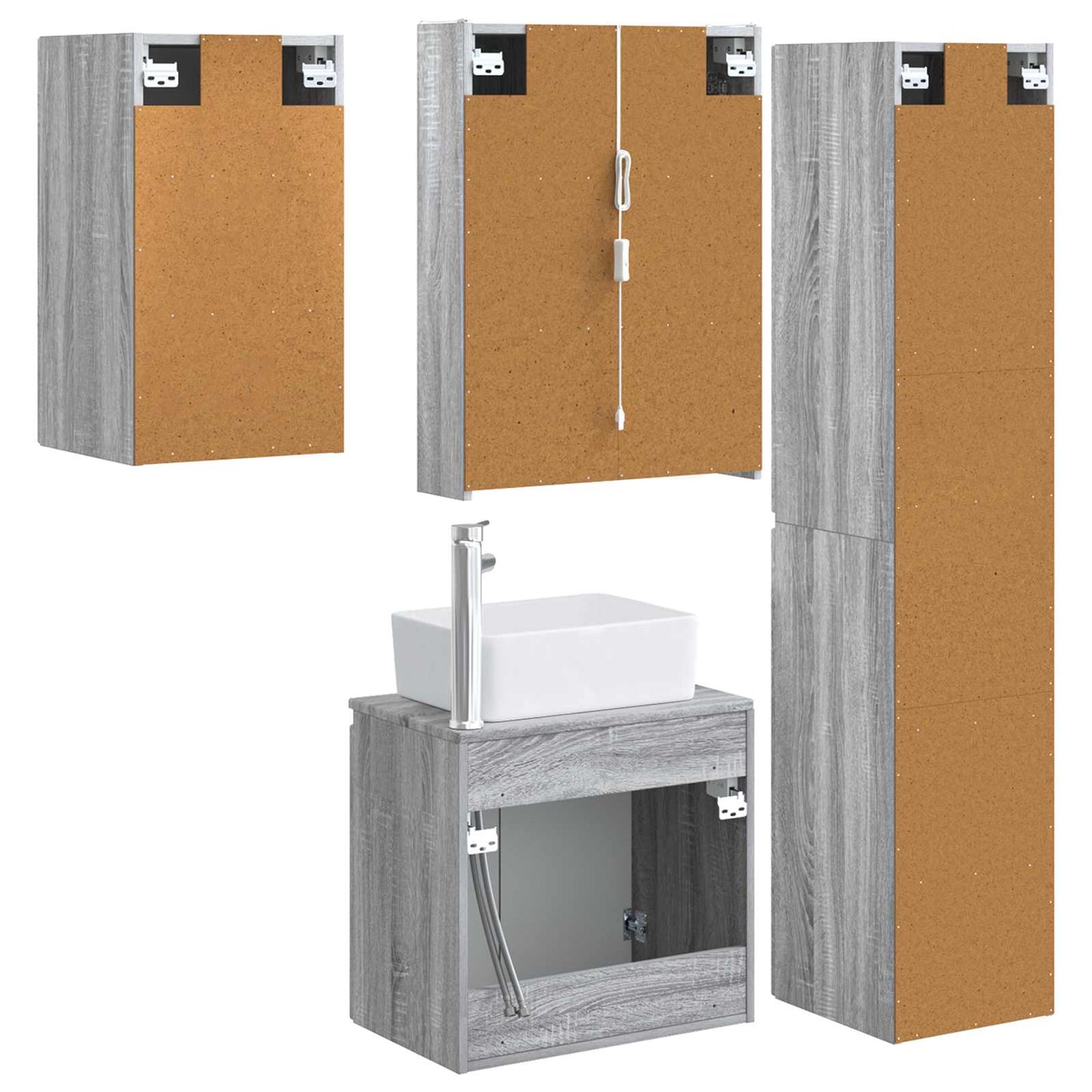 vidaXL Bathroom Cabinet Set 5 pcs Grey Sonoma 53 x 15.5 x 70 cm