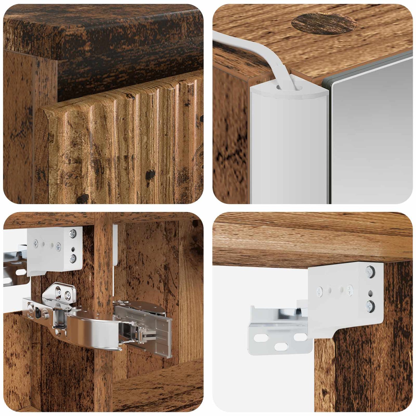 vidaXL Bathroom Cabinet Set 5 pcs Old Wood 53 x 15.5 x 70 cm