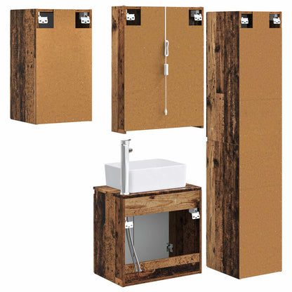 vidaXL Bathroom Cabinet Set 5 pcs Old Wood 53 x 15.5 x 70 cm