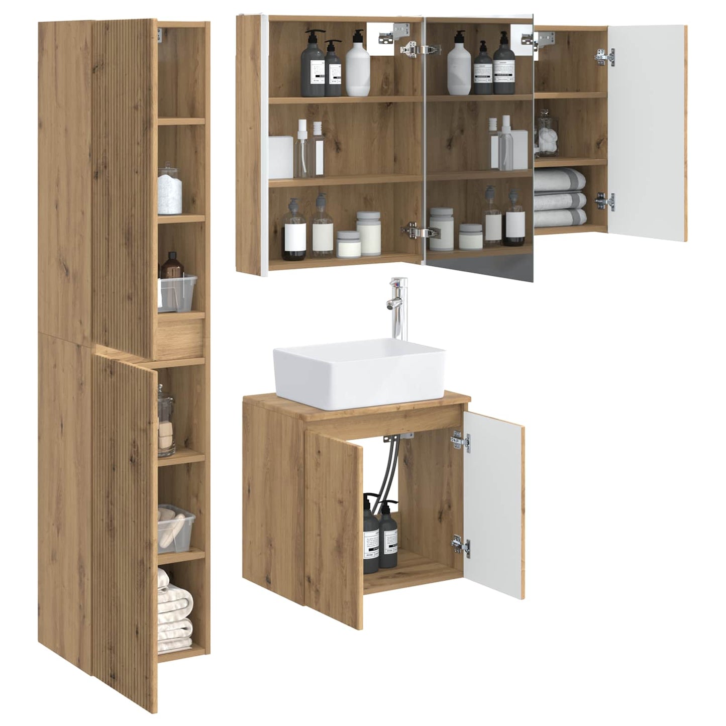 vidaXL Bathroom Cabinet Set 5 pcs Artisan Oak 53 x 15.5 x 70 cm