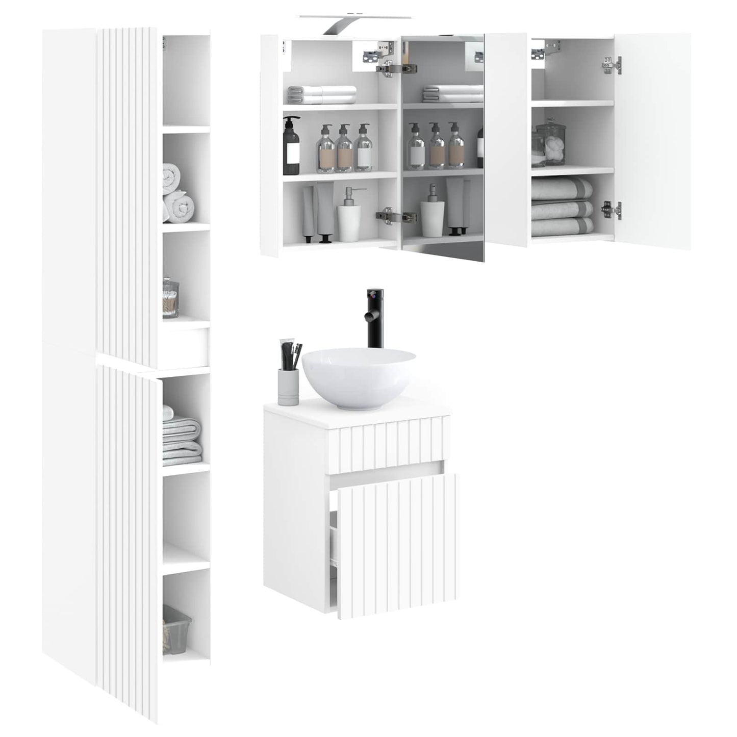 vidaXL Bathroom Cabinet Set 5 pcs White 40 x 10.5 x 60.5 cm