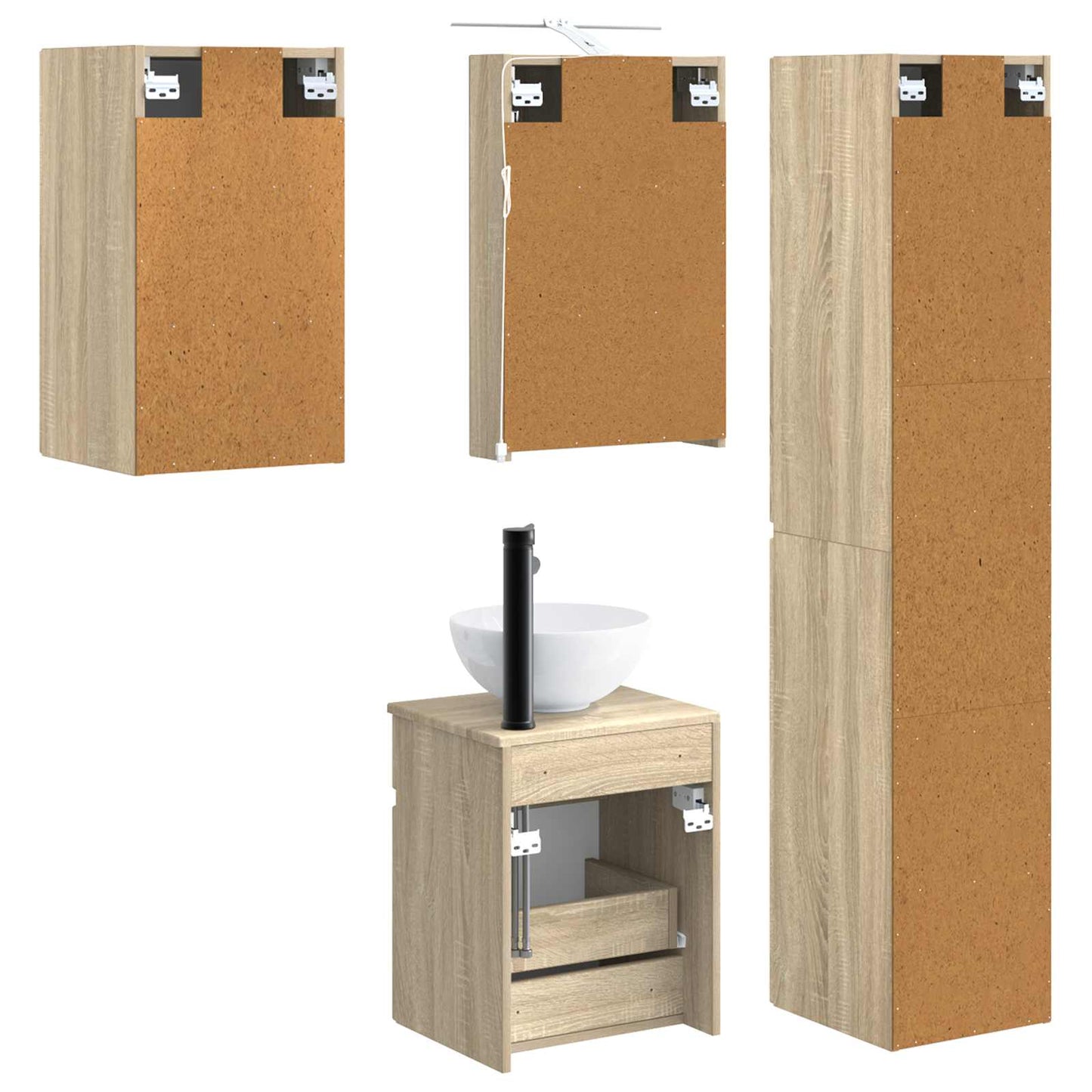 vidaXL Bathroom Cabinet Set 5 pcs Sonoma Oak 40 x 10.5 x 60.5 cm
