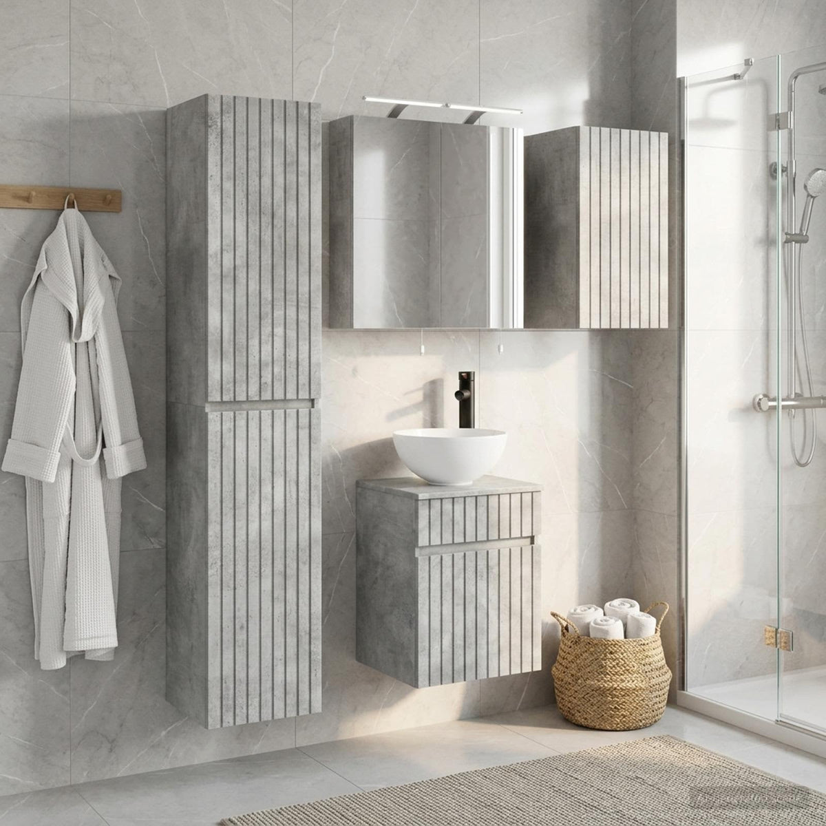 vidaXL Bathroom Cabinet Set 5 pcs Concrete Grey Engineered Wood