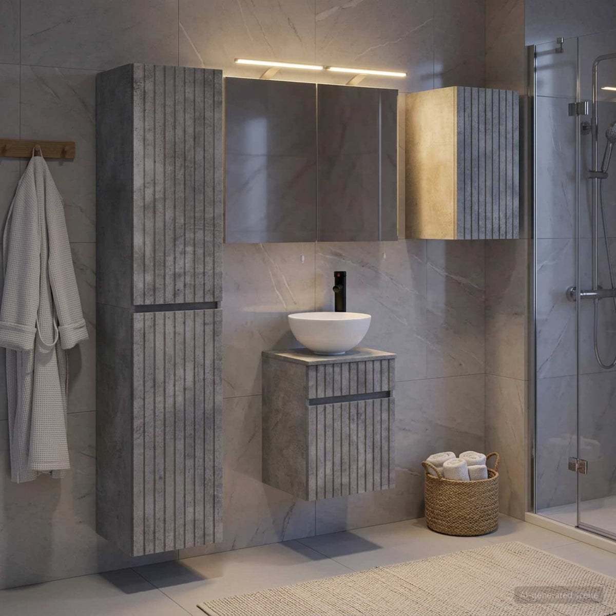 vidaXL Bathroom Cabinet Set 5 pcs Concrete Grey Engineered Wood