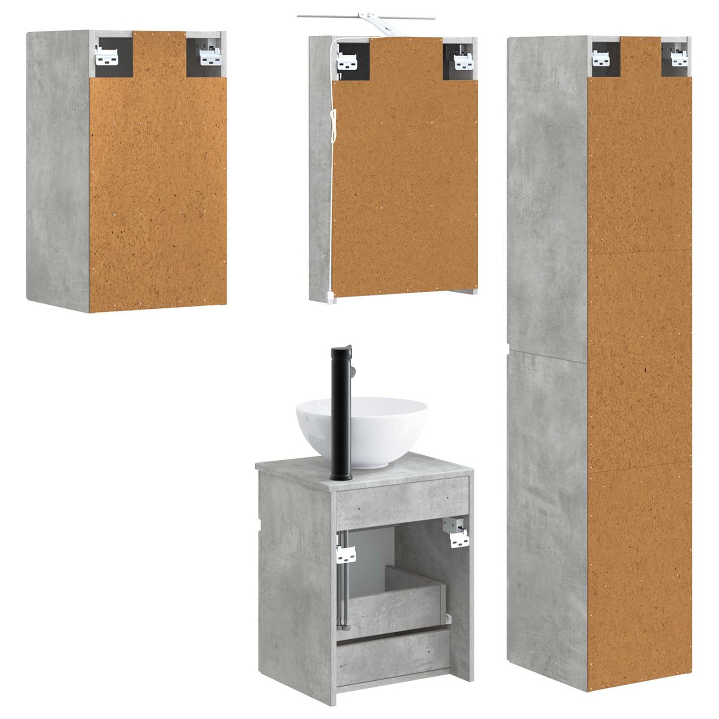 vidaXL Bathroom Cabinet Set 5 pcs Concrete Grey 40 x 10.5 x 60.5 cm
