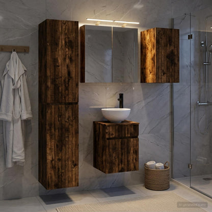 vidaXL Bathroom Cabinet Set 5 pcs Smoked Oak Engineered Wood