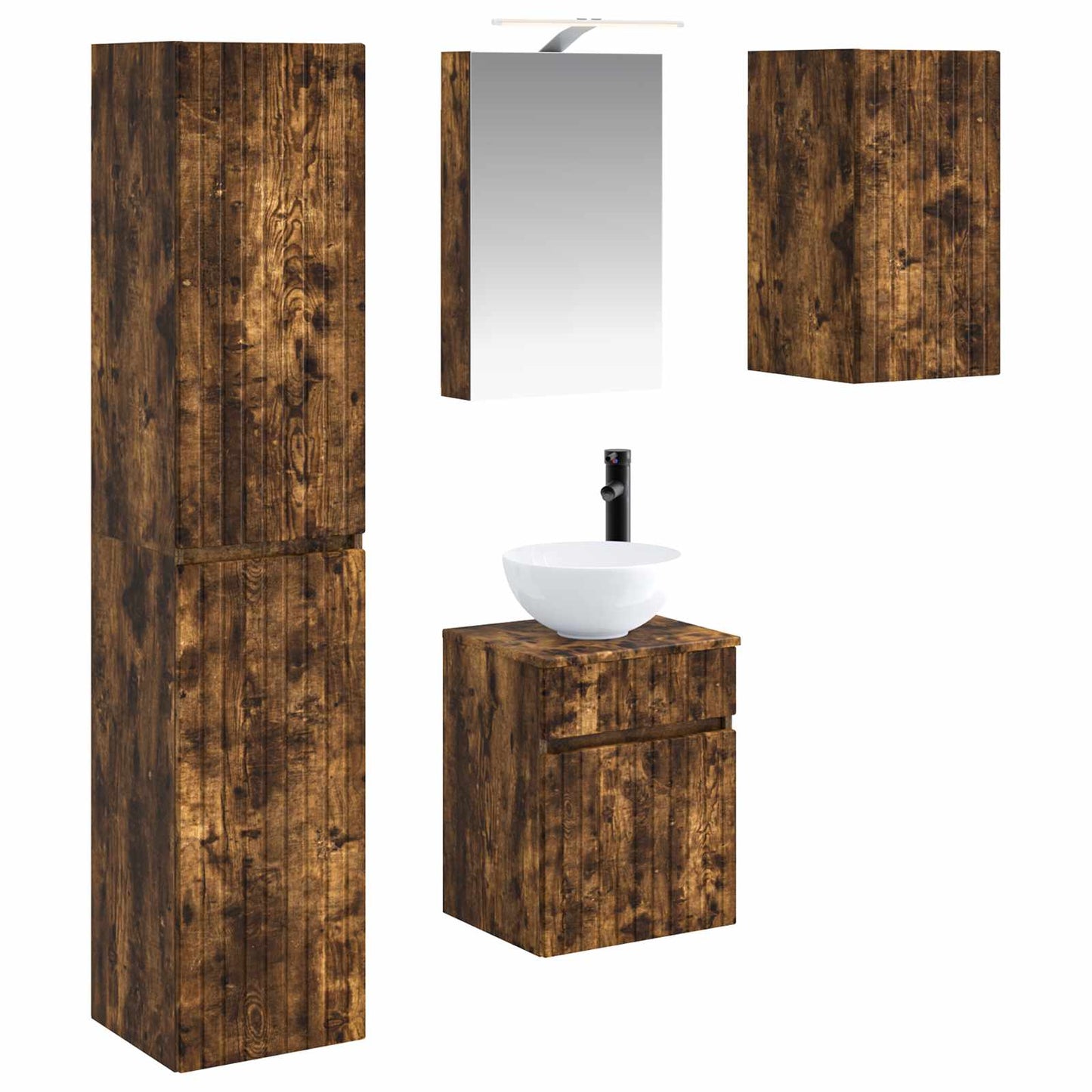 vidaXL Bathroom Cabinet Set 5 pcs Smoked Oak 40 x 10.5 x 60.5 cm