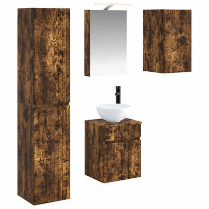 vidaXL Bathroom Cabinet Set 5 pcs Smoked Oak 40 x 10.5 x 60.5 cm