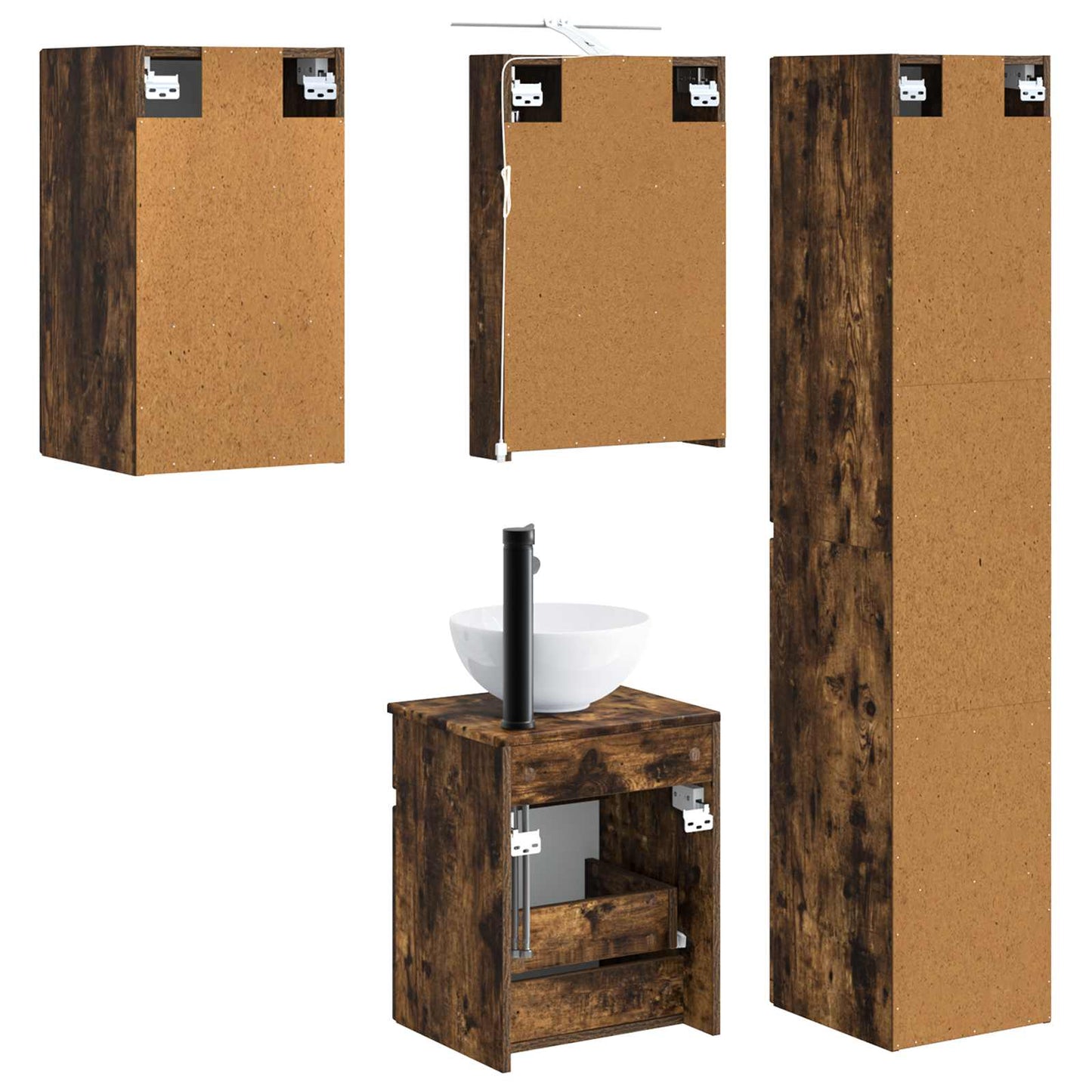 vidaXL Bathroom Cabinet Set 5 pcs Smoked Oak 40 x 10.5 x 60.5 cm