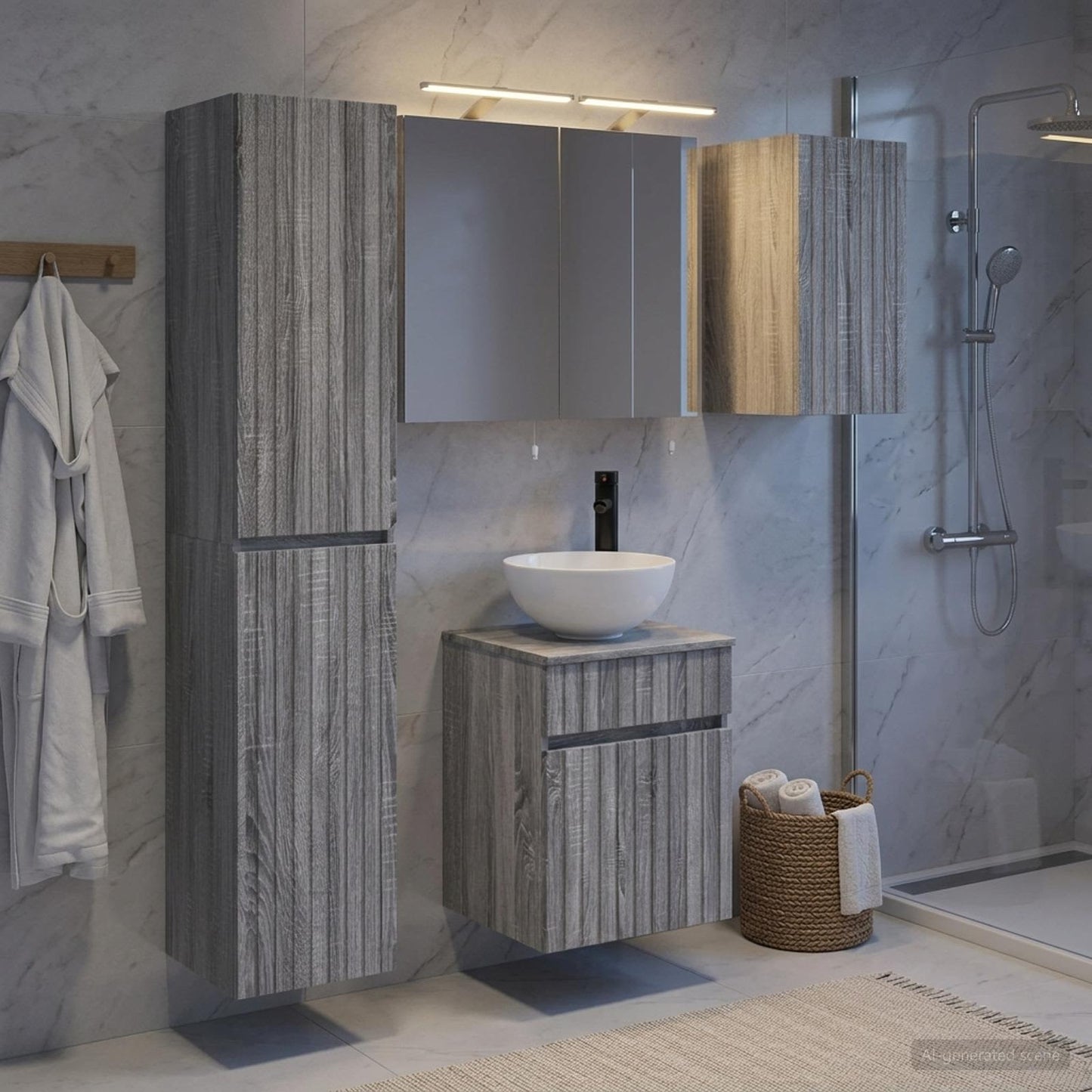 vidaXL Bathroom Cabinet Set 5 pcs Grey Sonoma Engineered Wood