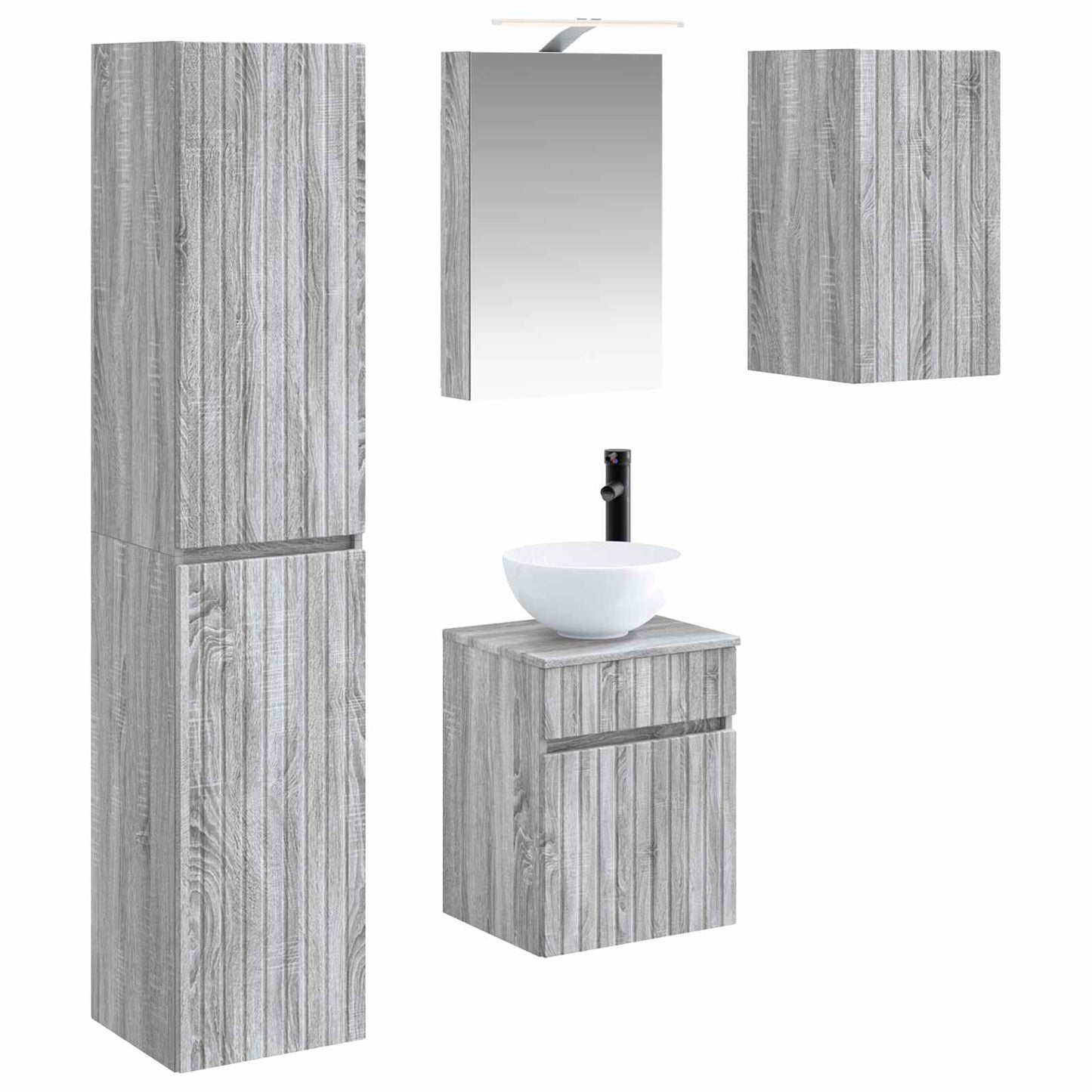 vidaXL Bathroom Cabinet Set 5 pcs Grey Sonoma 40 x 10.5 x 60.5 cm