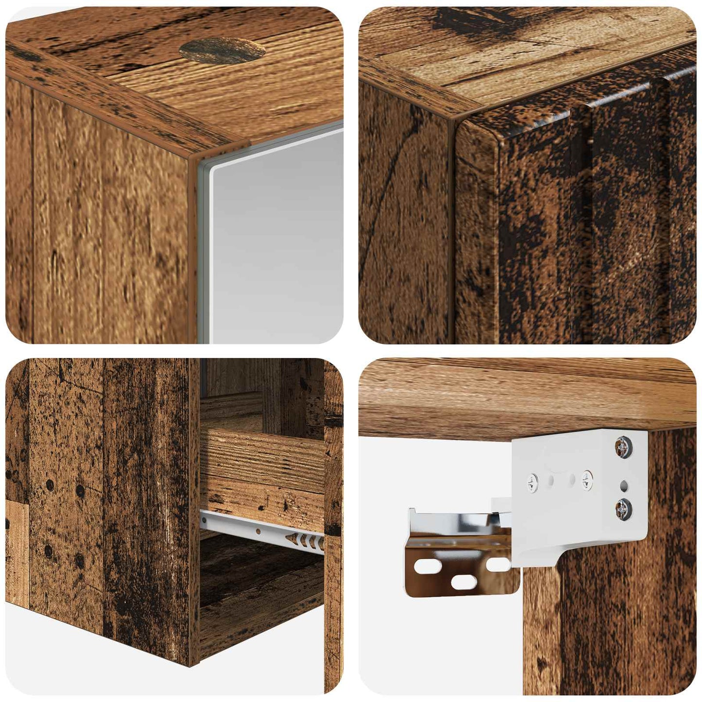 vidaXL Bathroom Cabinet Set 5 pcs Old Wood 40 x 10.5 x 60.5 cm
