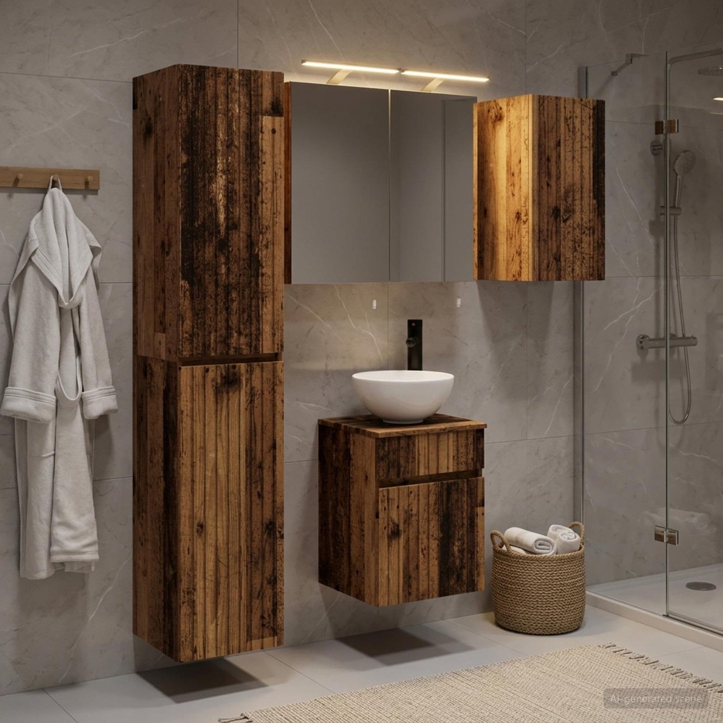 vidaXL Bathroom Cabinet Set 5 pcs Old Wood Engineered Wood