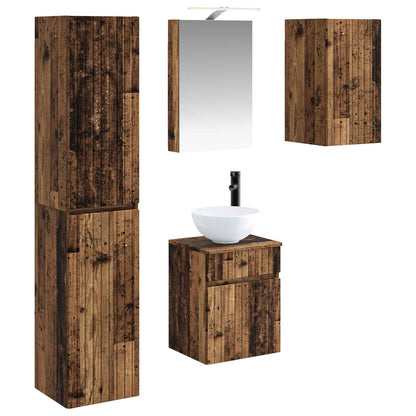 vidaXL Bathroom Cabinet Set 5 pcs Old Wood 40 x 10.5 x 60.5 cm