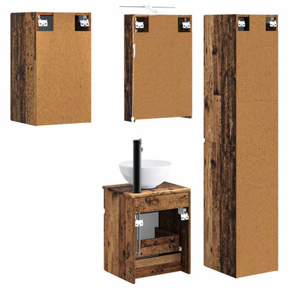vidaXL Bathroom Cabinet Set 5 pcs Old Wood 40 x 10.5 x 60.5 cm