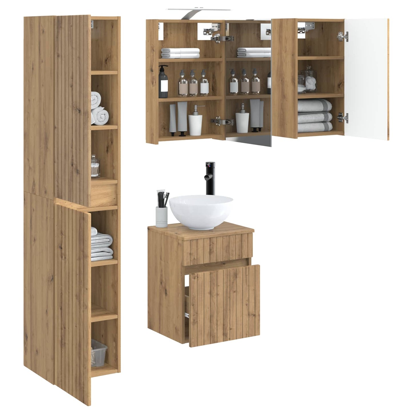 vidaXL Bathroom Cabinet Set 5 pcs Artisan Oak 40 x 10.5 x 60.5 cm