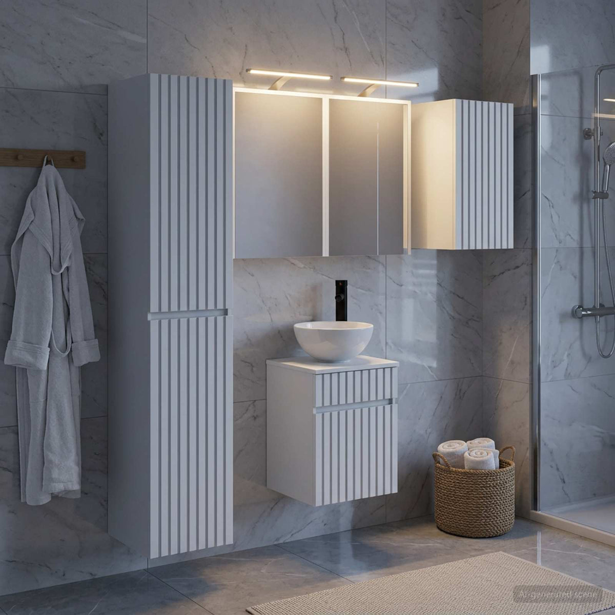 vidaXL Bathroom Cabinet Set 5 pcs White Engineered Wood