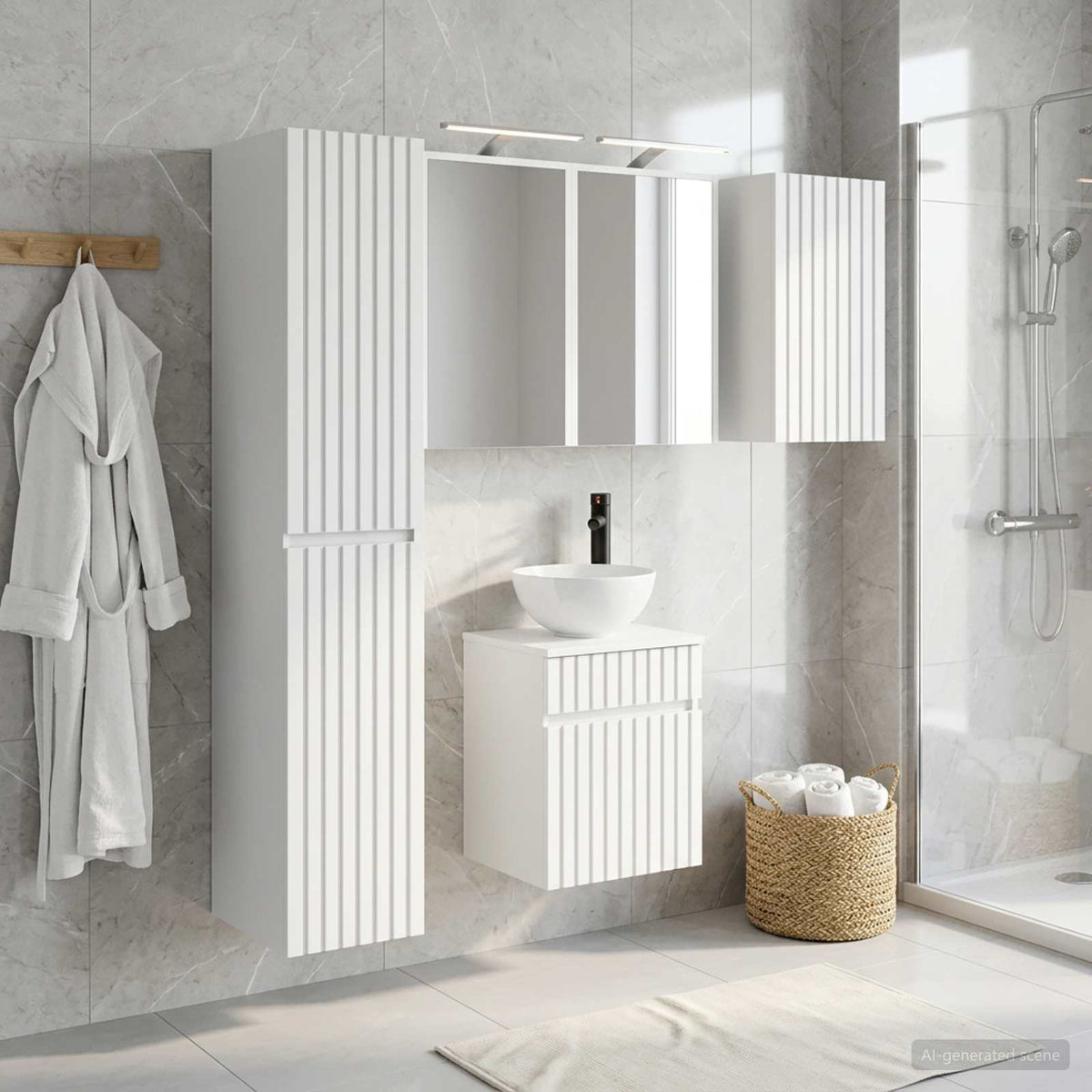 vidaXL Bathroom Cabinet Set 5 pcs White Engineered Wood