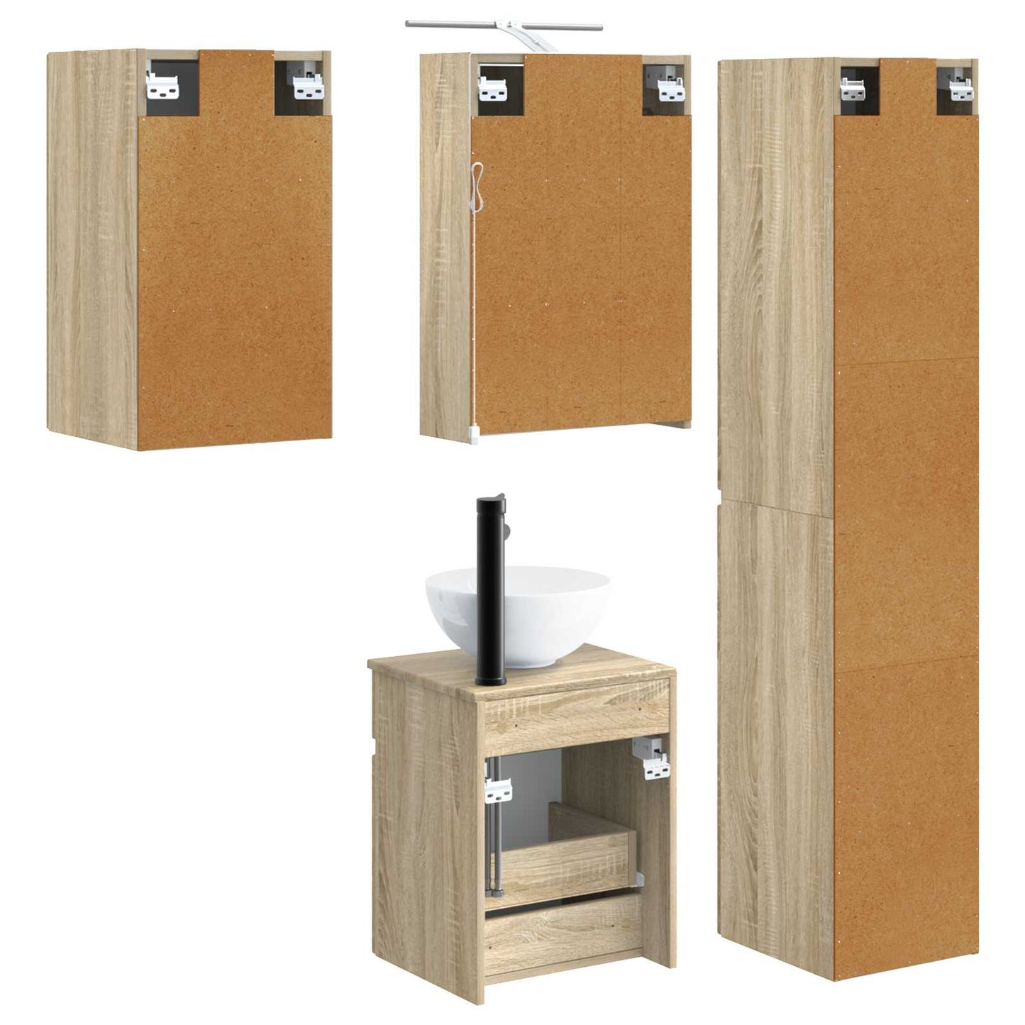 vidaXL Bathroom Cabinet Set 5 pcs Sonoma Oak 43 x 16 x 62.5 cm