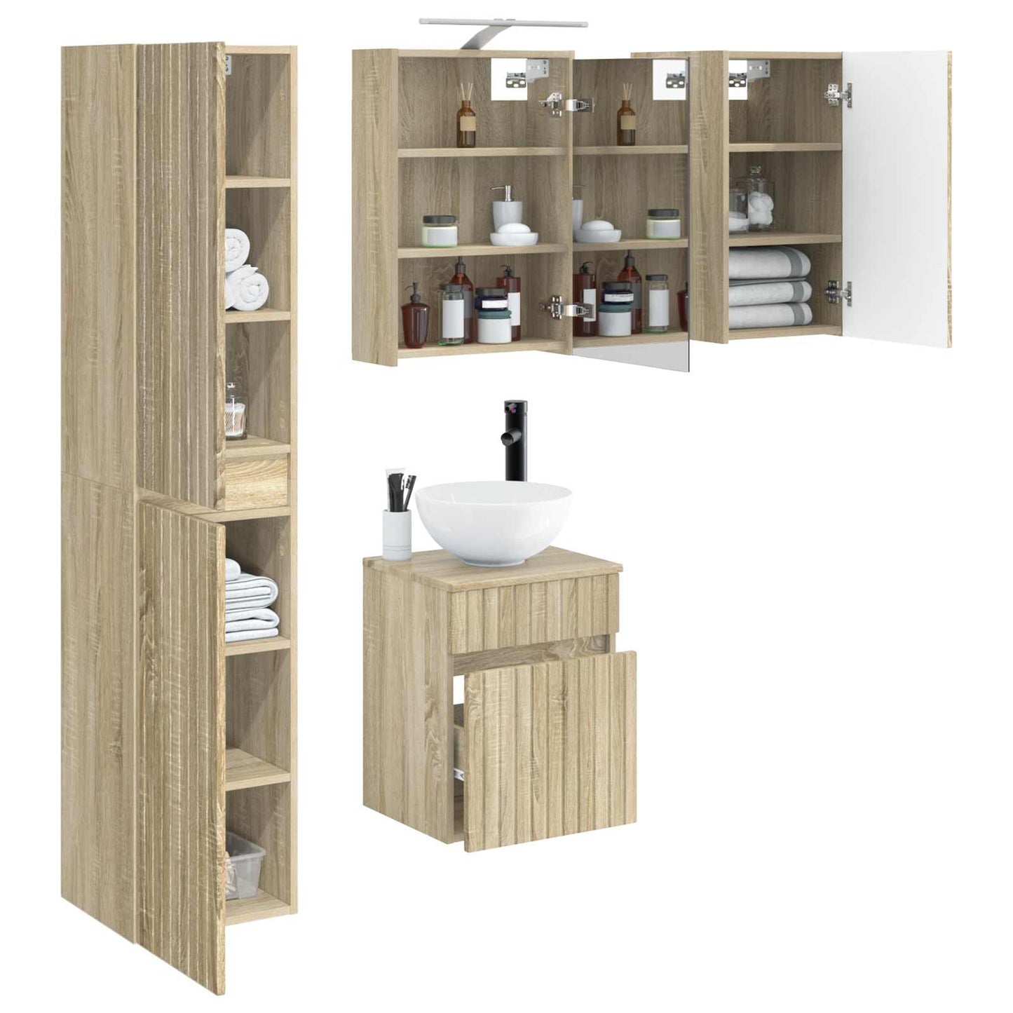 vidaXL Bathroom Cabinet Set 5 pcs Sonoma Oak 43 x 16 x 62.5 cm