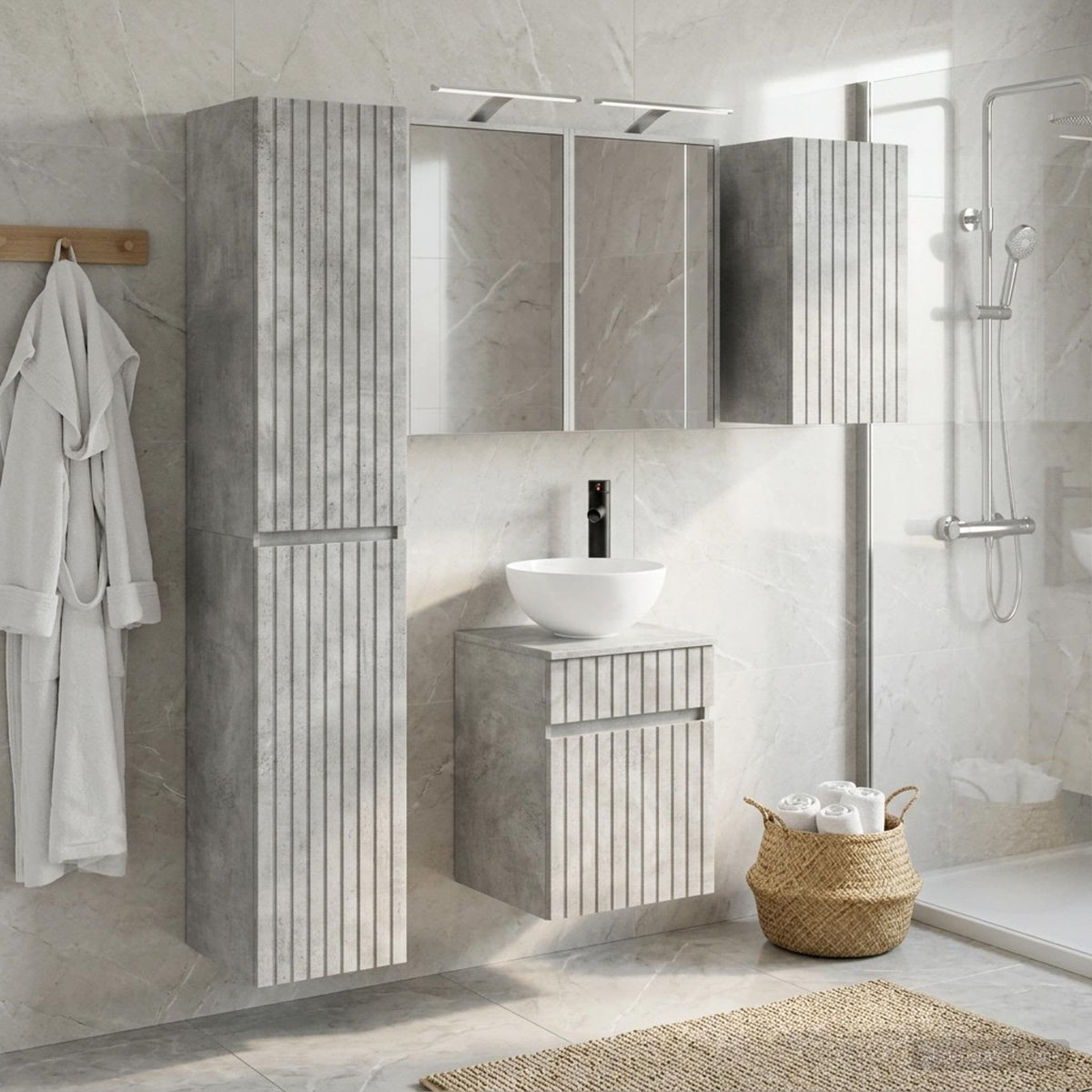 vidaXL Bathroom Cabinet Set 5 pcs Concrete Grey Engineered Wood