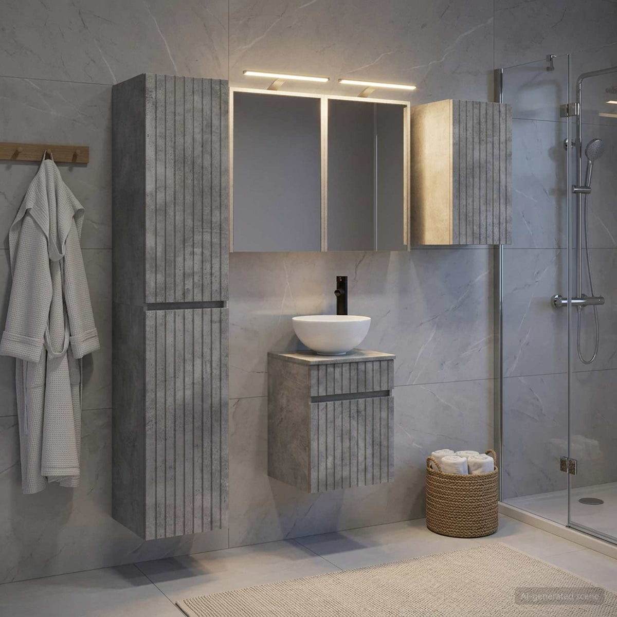 vidaXL Bathroom Cabinet Set 5 pcs Concrete Grey Engineered Wood
