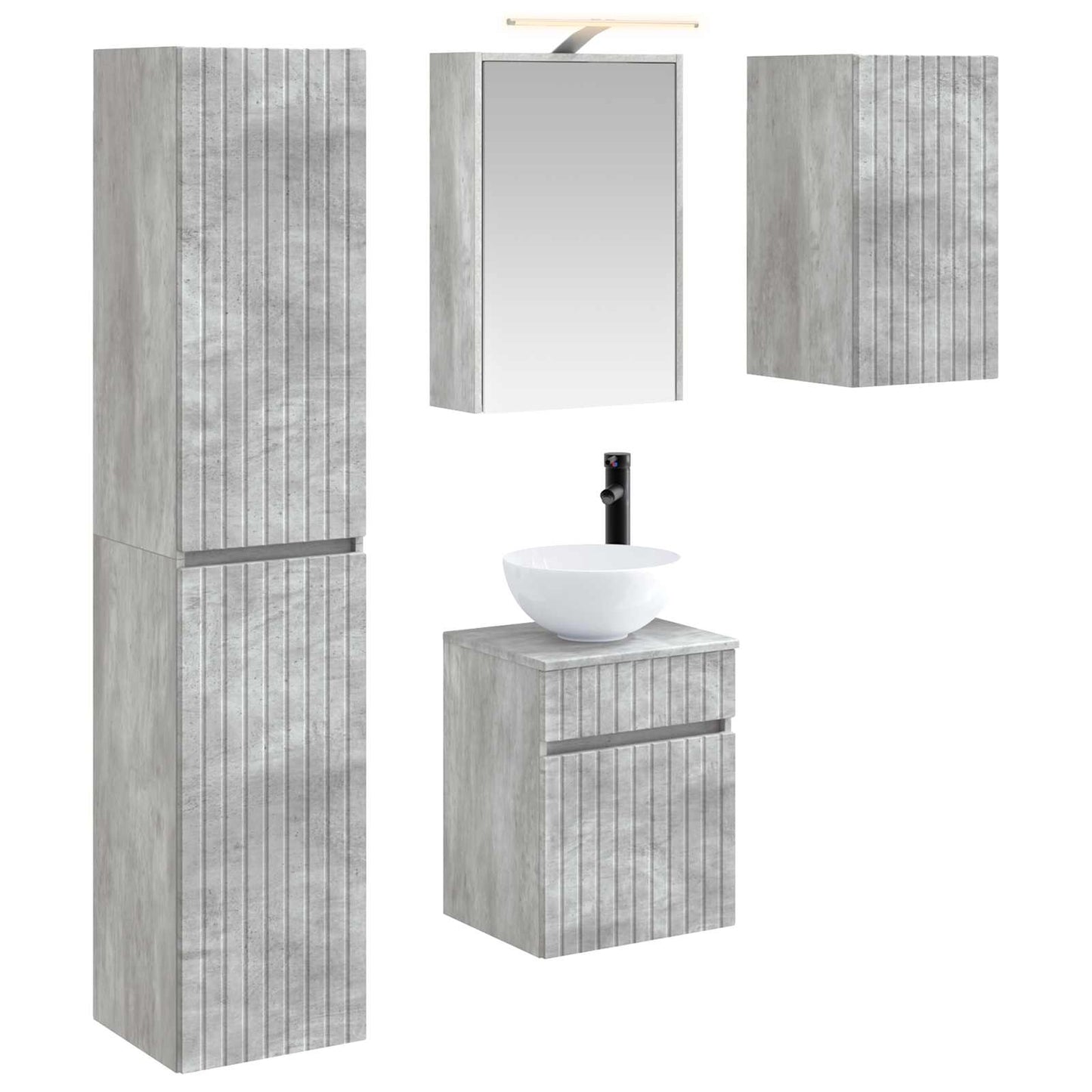 vidaXL Bathroom Cabinet Set 5 pcs Concrete Grey 43 x 16 x 62.5 cm