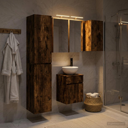 vidaXL Bathroom Cabinet Set 5 pcs Smoked Oak Engineered Wood