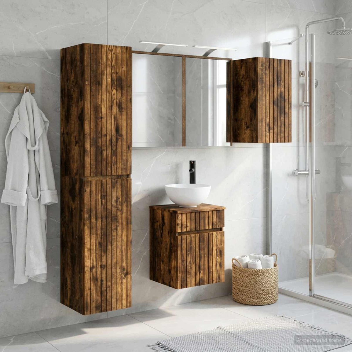 vidaXL Bathroom Cabinet Set 5 pcs Smoked Oak Engineered Wood