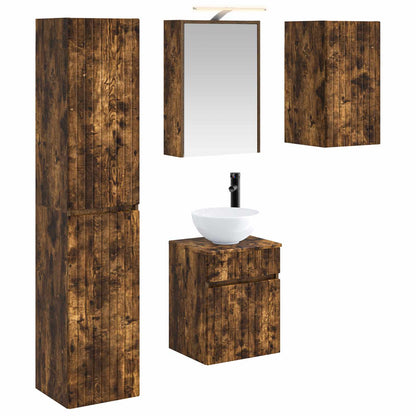 vidaXL Bathroom Cabinet Set 5 pcs Smoked Oak 43 x 16 x 62.5 cm