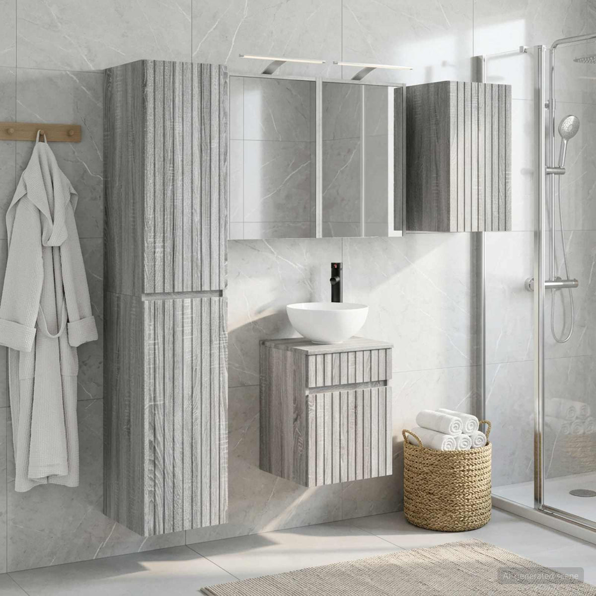 vidaXL Bathroom Cabinet Set 5 pcs Grey Sonoma Engineered Wood