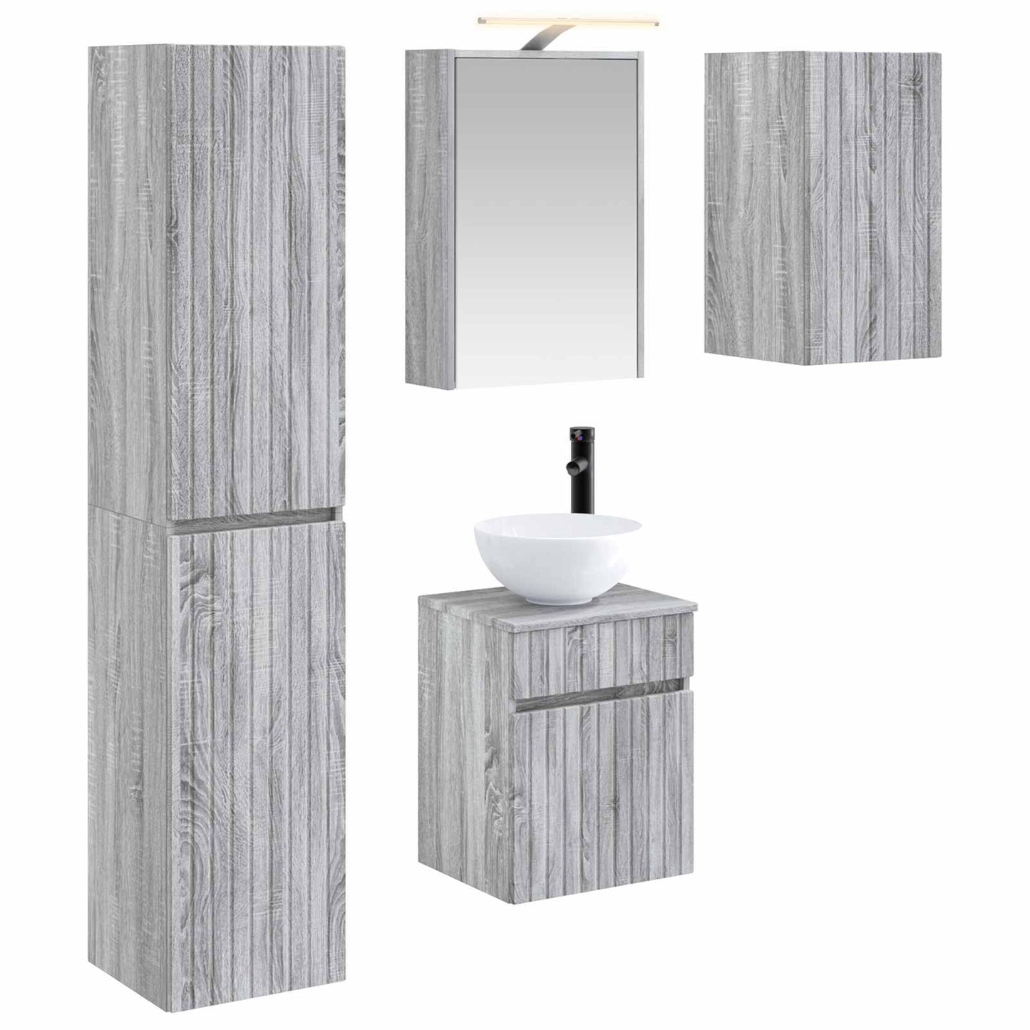 vidaXL Bathroom Cabinet Set 5 pcs Grey Sonoma 43 x 16 x 62.5 cm