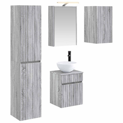vidaXL Bathroom Cabinet Set 5 pcs Grey Sonoma 43 x 16 x 62.5 cm