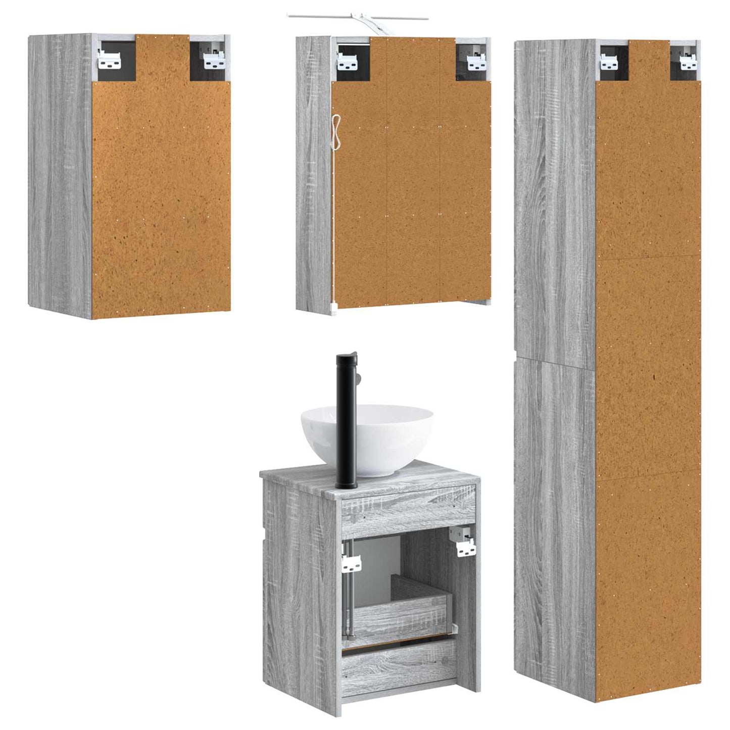 vidaXL Bathroom Cabinet Set 5 pcs Grey Sonoma 43 x 16 x 62.5 cm